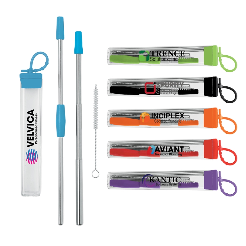 Cosmopolitan 7-Piece, 2-Straw Stainless Steel Set 10