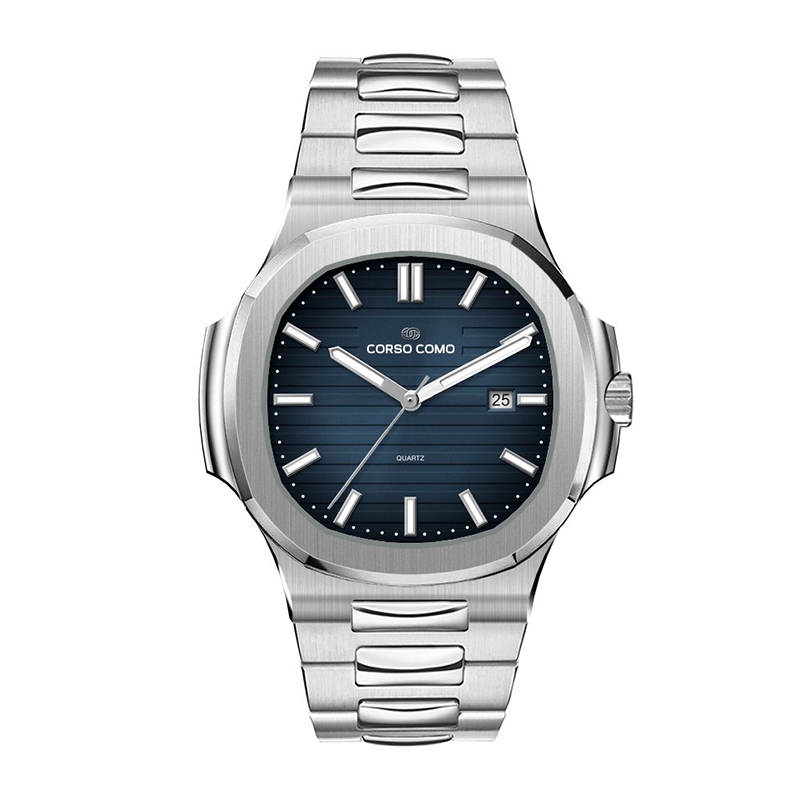 Watch Creations 40.5MM, 3 HAND WITH DATE, STAINLESS STEEL CASE, BLUE DIAL W/ APPLIED INDEX, SOLID STEEL BAND