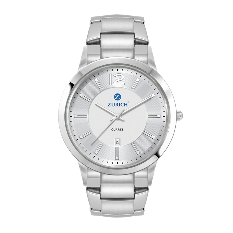 Watch Creations  43MM, 3 HAND WITH DATE, 2 TONE STAINLESS STEEL CASE, MATTE SILVER DIAL, WRAPPED EDGE STEEL BAND
