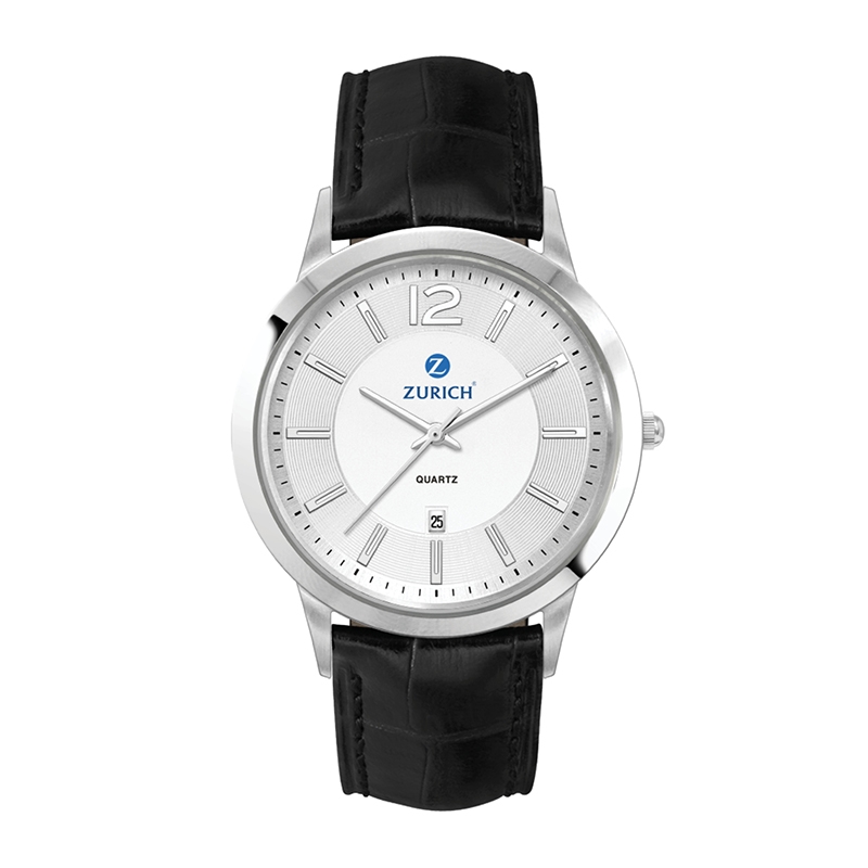 WC4214 43MM STEEL SILVER CASE, 3 HAND MVMT, SILVER DIAL, DTE DISPLAY, LEATHER STRAP, FLAT MINERAL CRYSTAL,