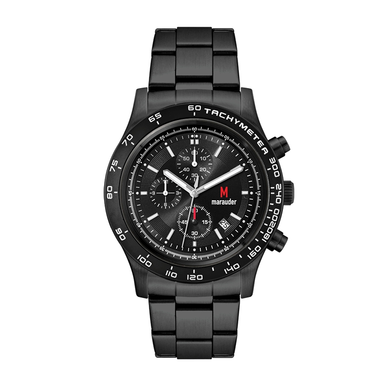 Watch Creations 43.5mm Black Plated Stainless Steel Case, Chronograph, Folded Steel Bracelet