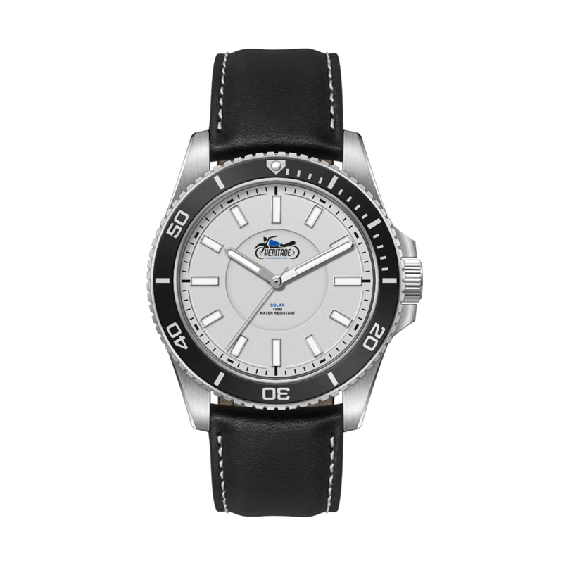 42.5MM, SS, SILVER CASE, BK BEZEL,  3-HAND "SOLAR" MVT