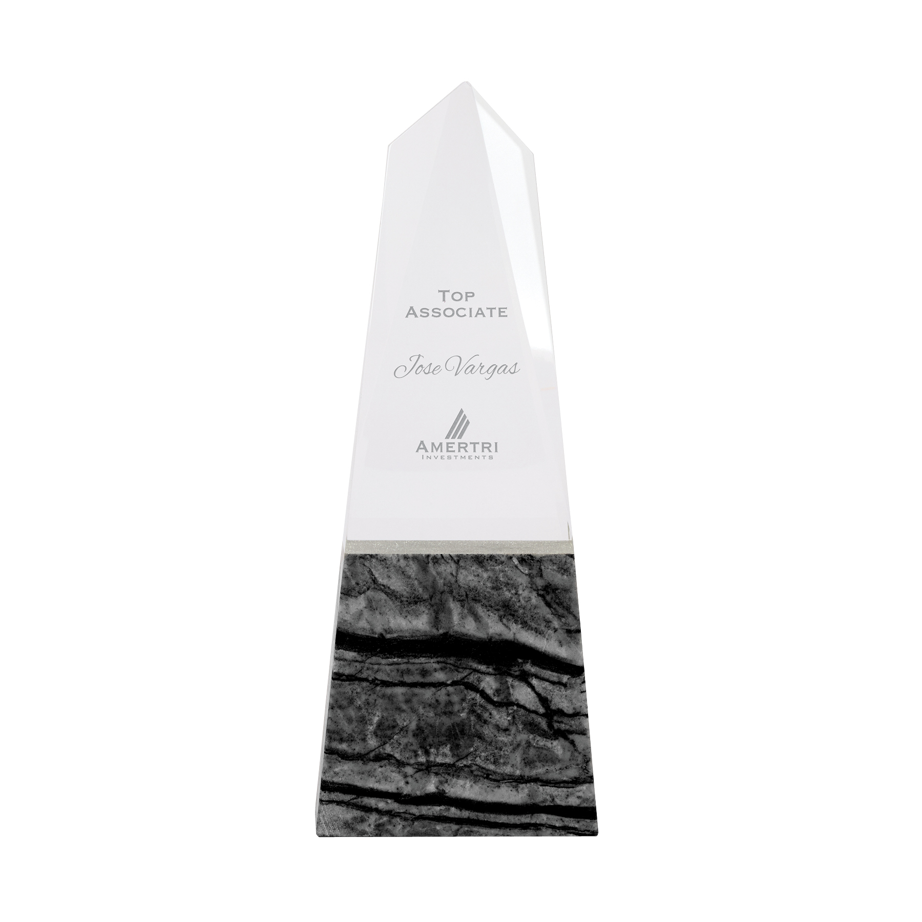Deneb Crystal Obelisk with Marble Base 11