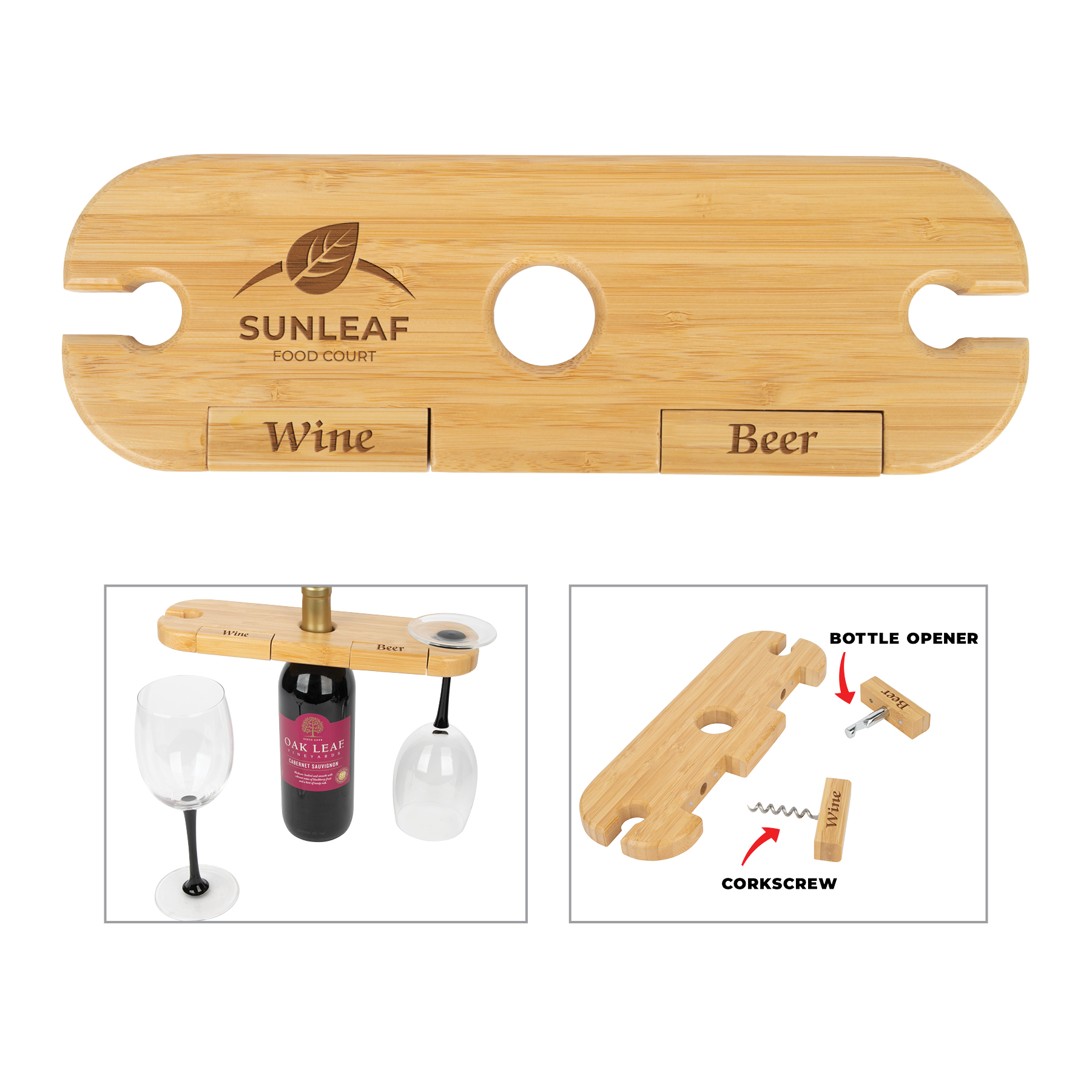 Temecula 3-Piece Bamboo Wine Caddy 12