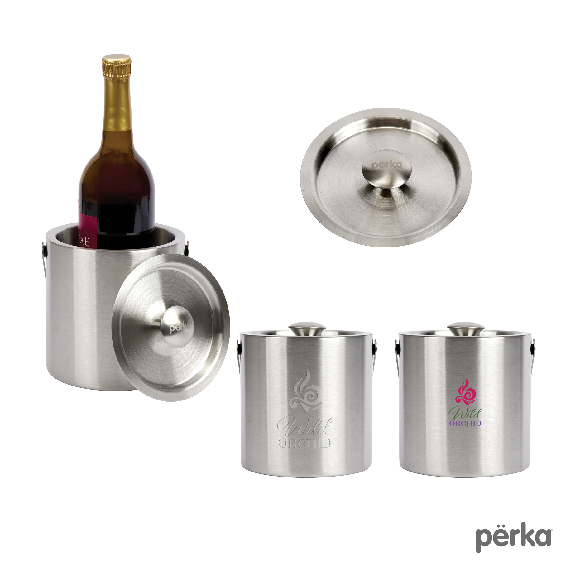 Perka® Quinton 1.3L Double Wall, Stainless Steel Ice Bucket 27