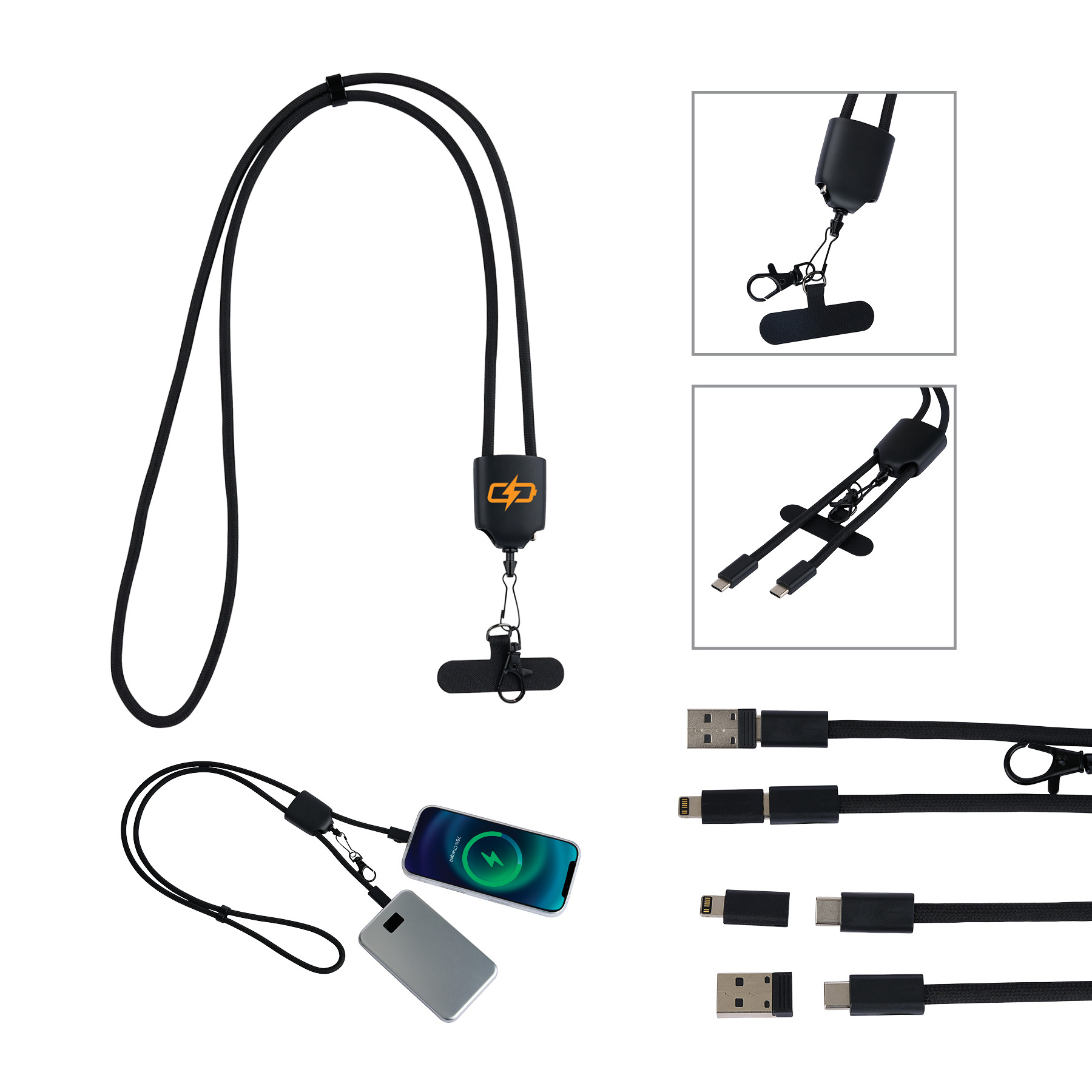 Jayson 60W Charging Cable Phone Holder Lanyard 12