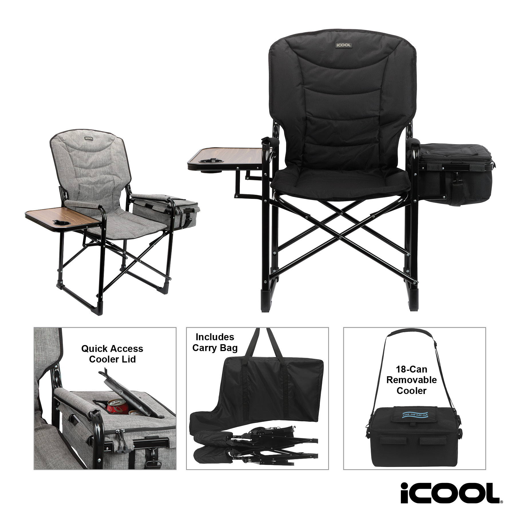 iCOOL Twin Peaks Deluxe Camping Chair With 18-Can Cooler 74