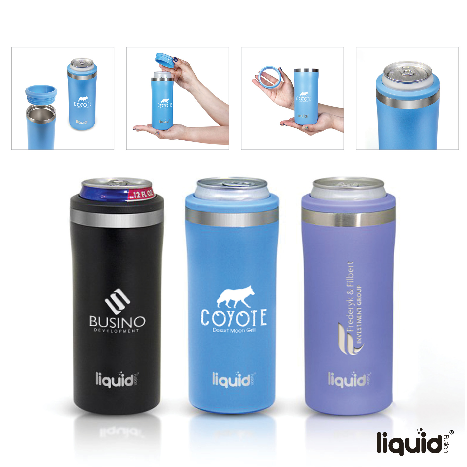 Liquid Fusion® 12 oz. Double Wall, Stainless Steel Skinny Can Cooler 88
