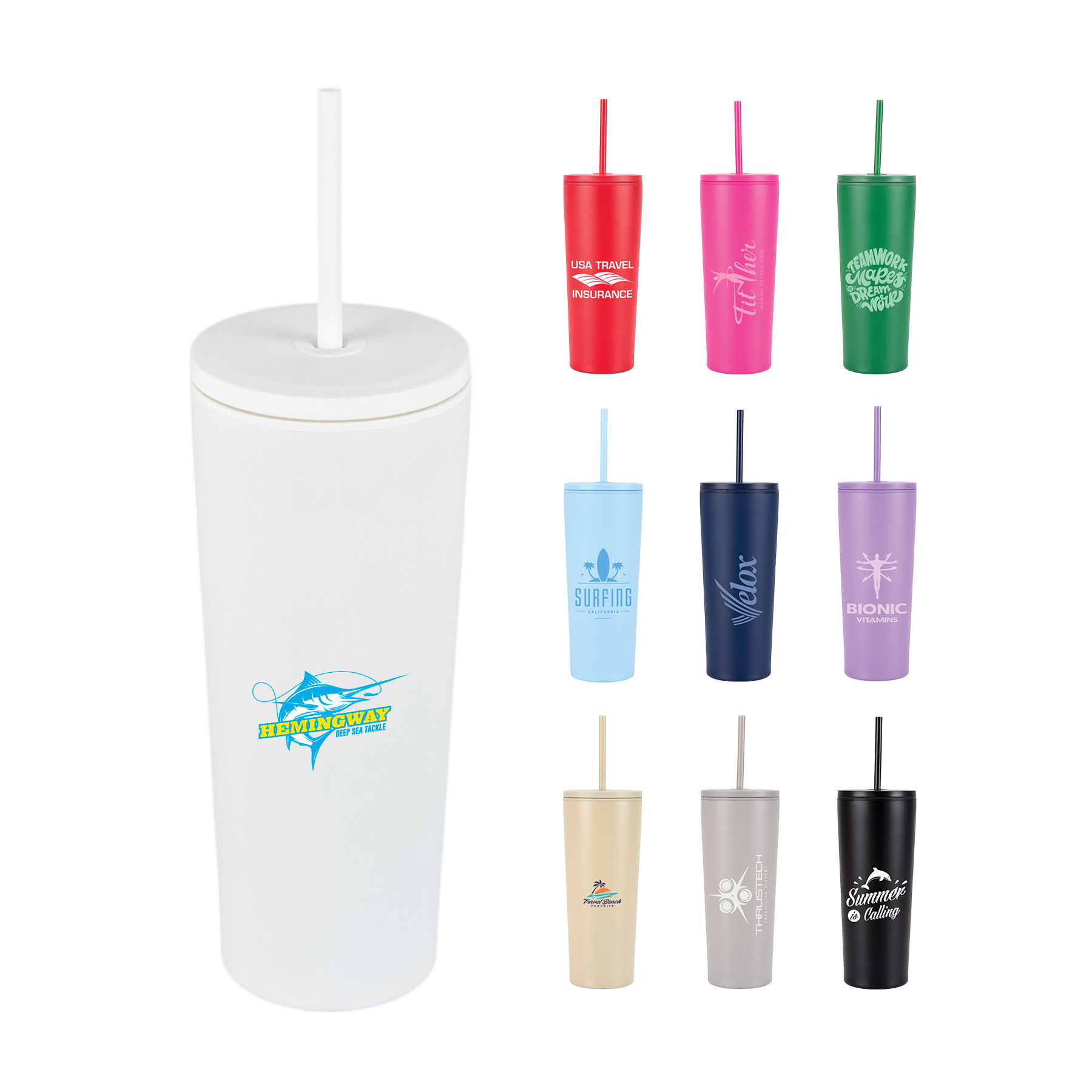 Bayard 24 oz. Double Wall Steel/PP Liner Straw Tumbler