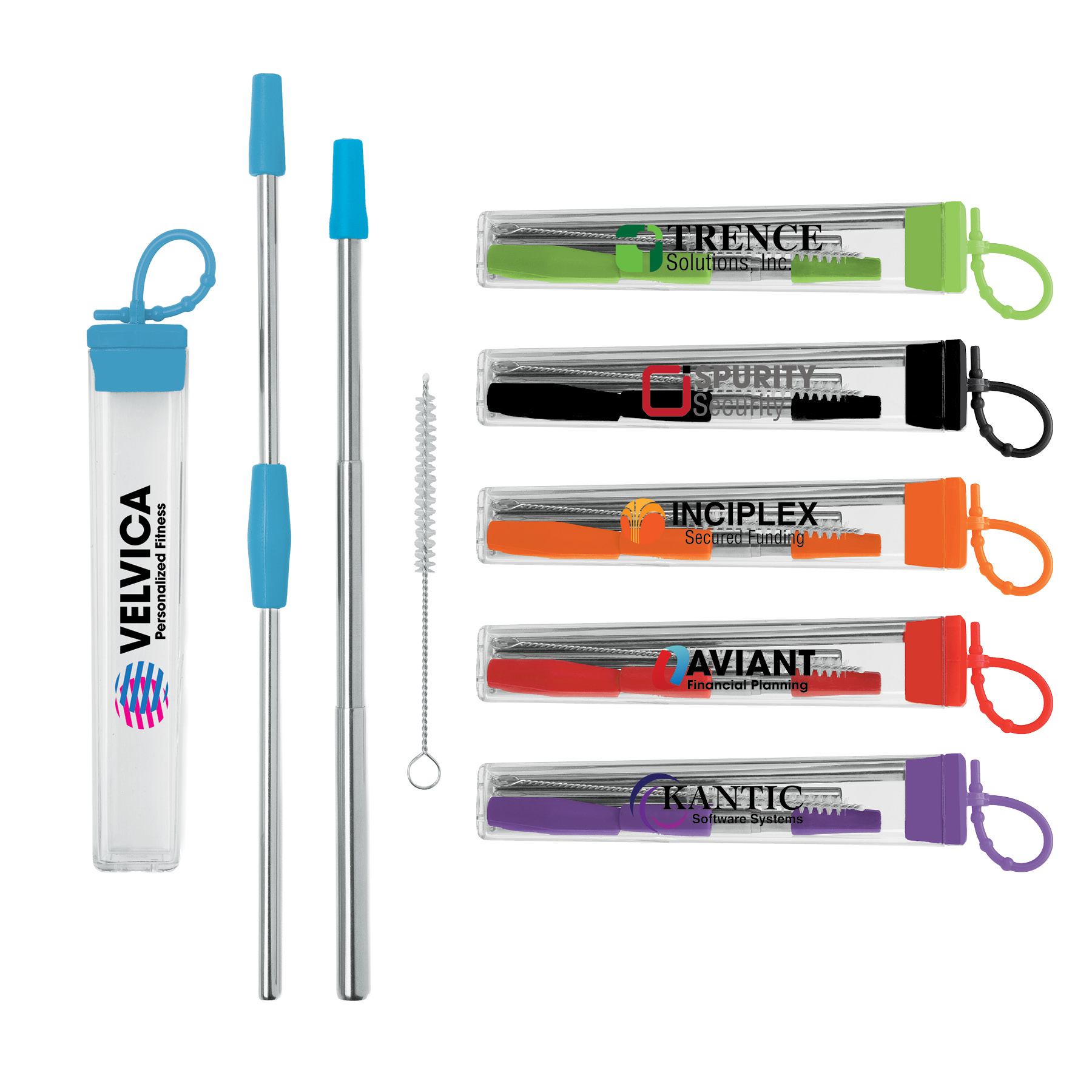 Cosmopolitan 7-Piece, 2-Straw Stainless Steel  Set