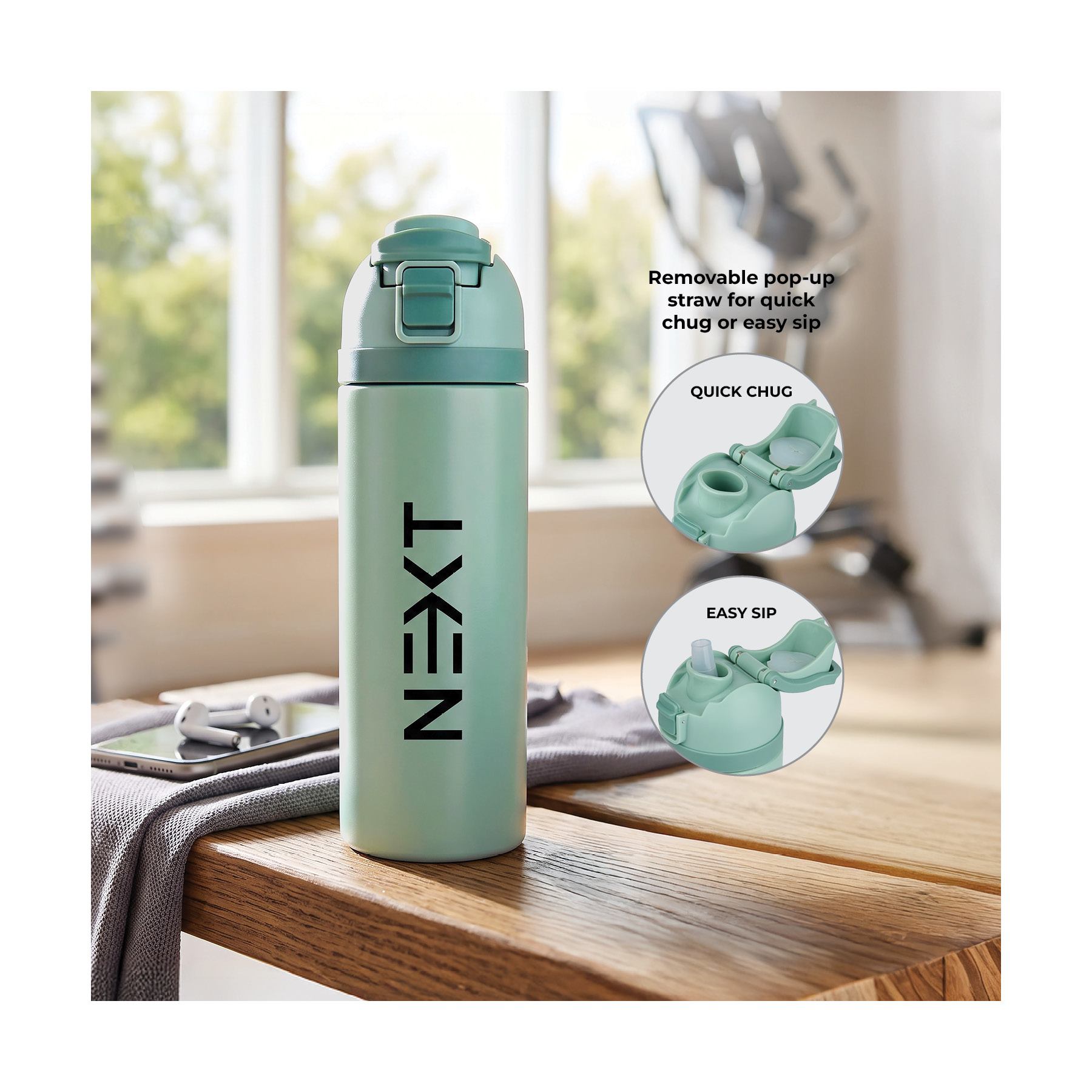 Dover 24 oz. PP / Steel Outer Dual Drinking Water Bottle, custom water bottle with logo imprint 50
