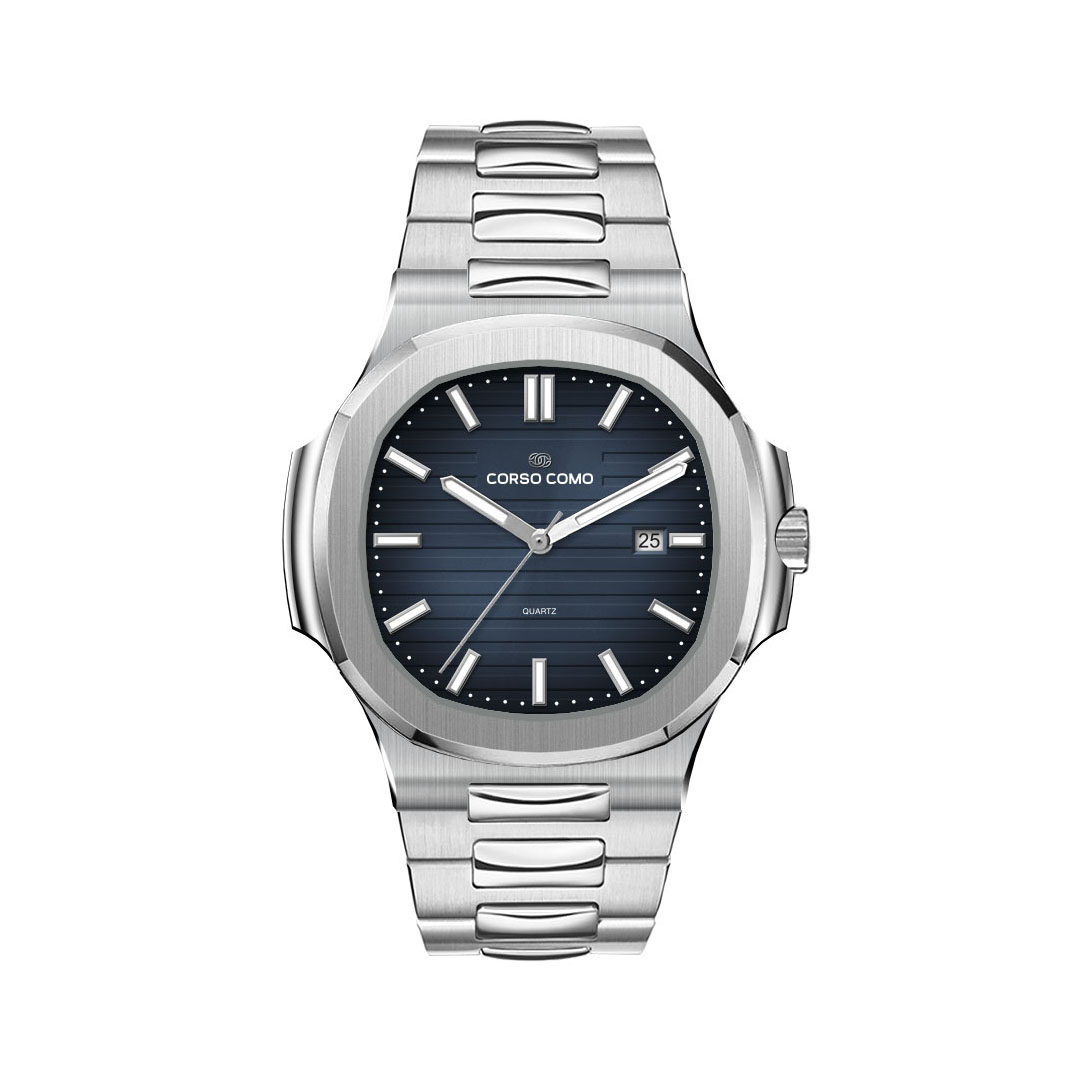 Watch Creations 40.5MM, 3 HAND WITH DATE, STAINLESS STEEL CASE, BLUE DIAL W/ APPLIED INDEX, SOLID STEEL BAND 4