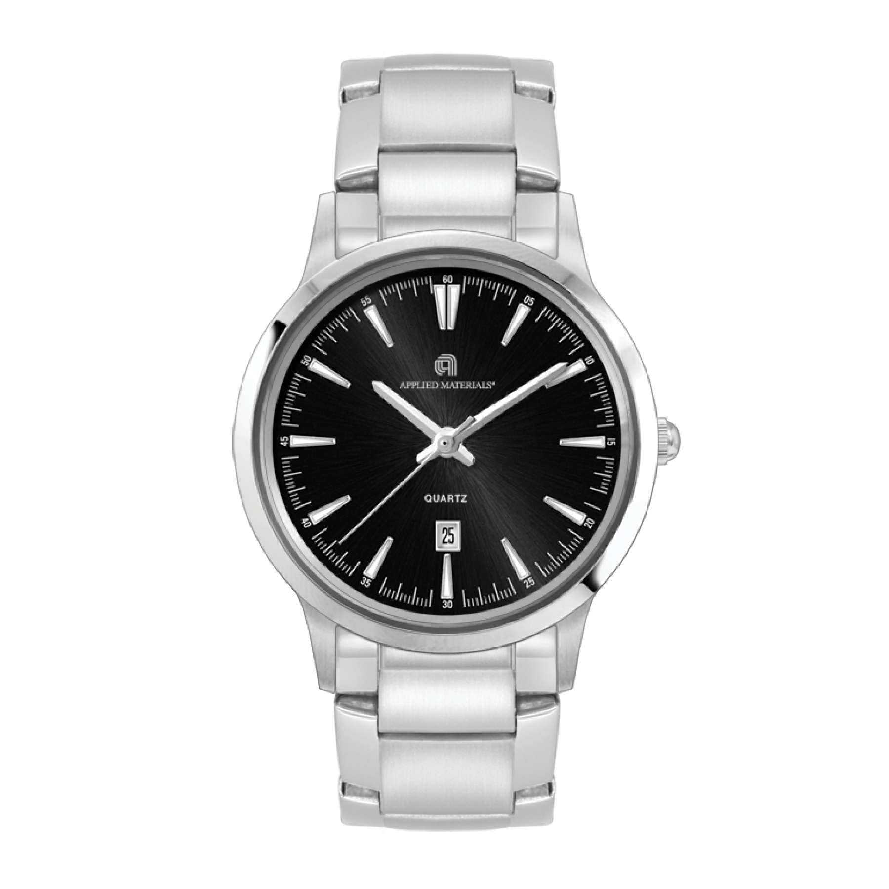 WC4075 22MM STEEL SILVER CASE, 3 HAND MVMT, BLACK DIAL, DTE DISPLAY, SILVER BRACELET, FLAT MINERAL CRYSTAL,