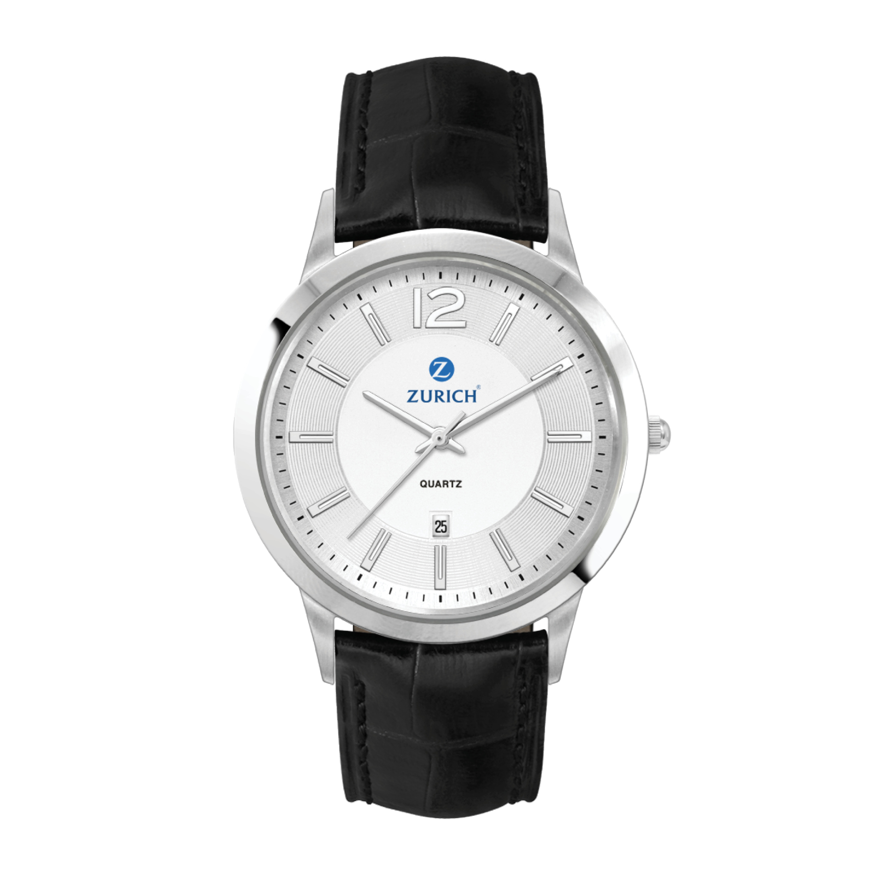 WC4214 43MM STEEL SILVER CASE, 3 HAND MVMT, SILVER DIAL, DTE DISPLAY, LEATHER STRAP, FLAT MINERAL CRYSTAL,