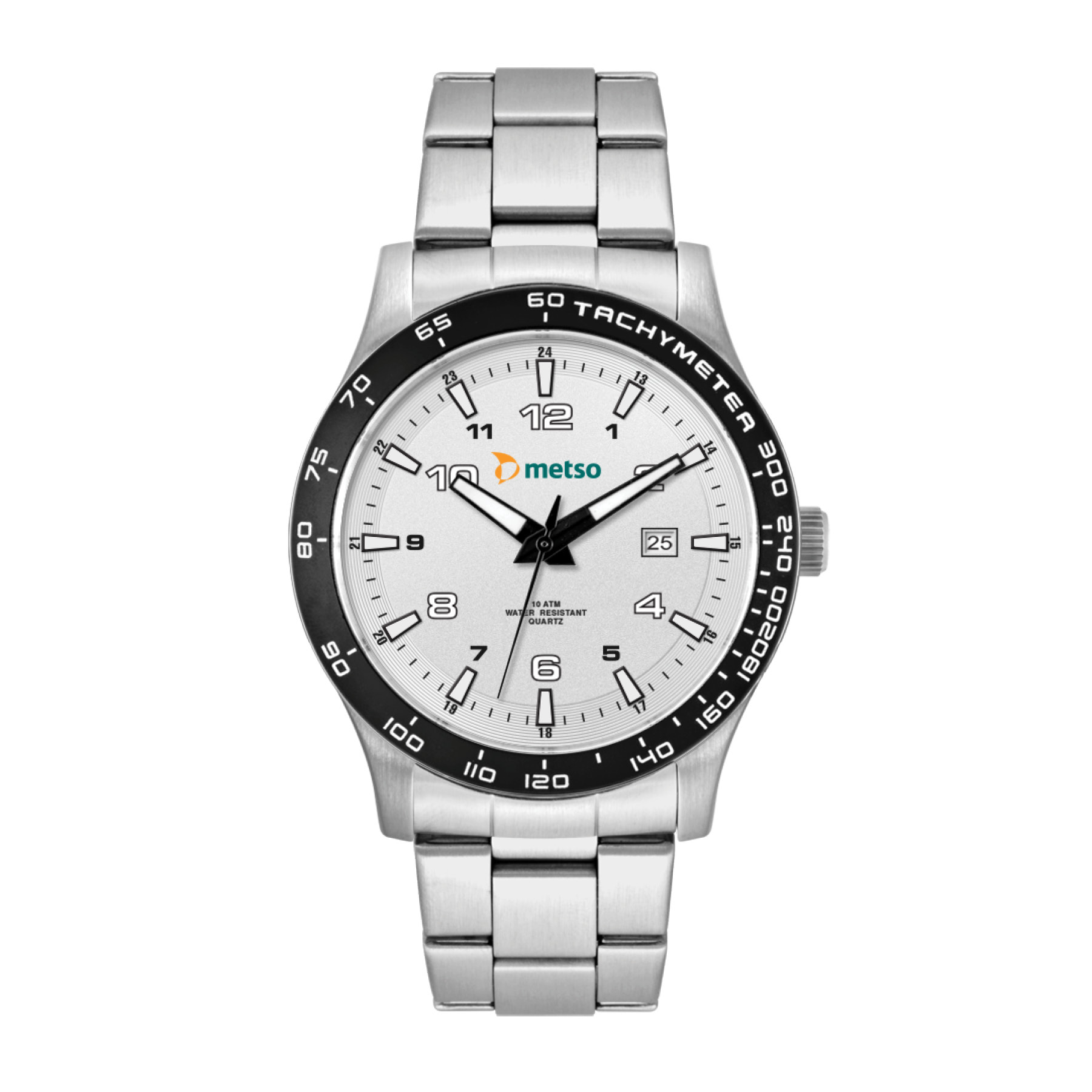 WC8434 43.5MM STEEL MATTE SILVER CASE, 3 HAND MVMT, SILVER DIAL, DTE DISPLAY, BK ROTATING BEZEL, SILVER BRA