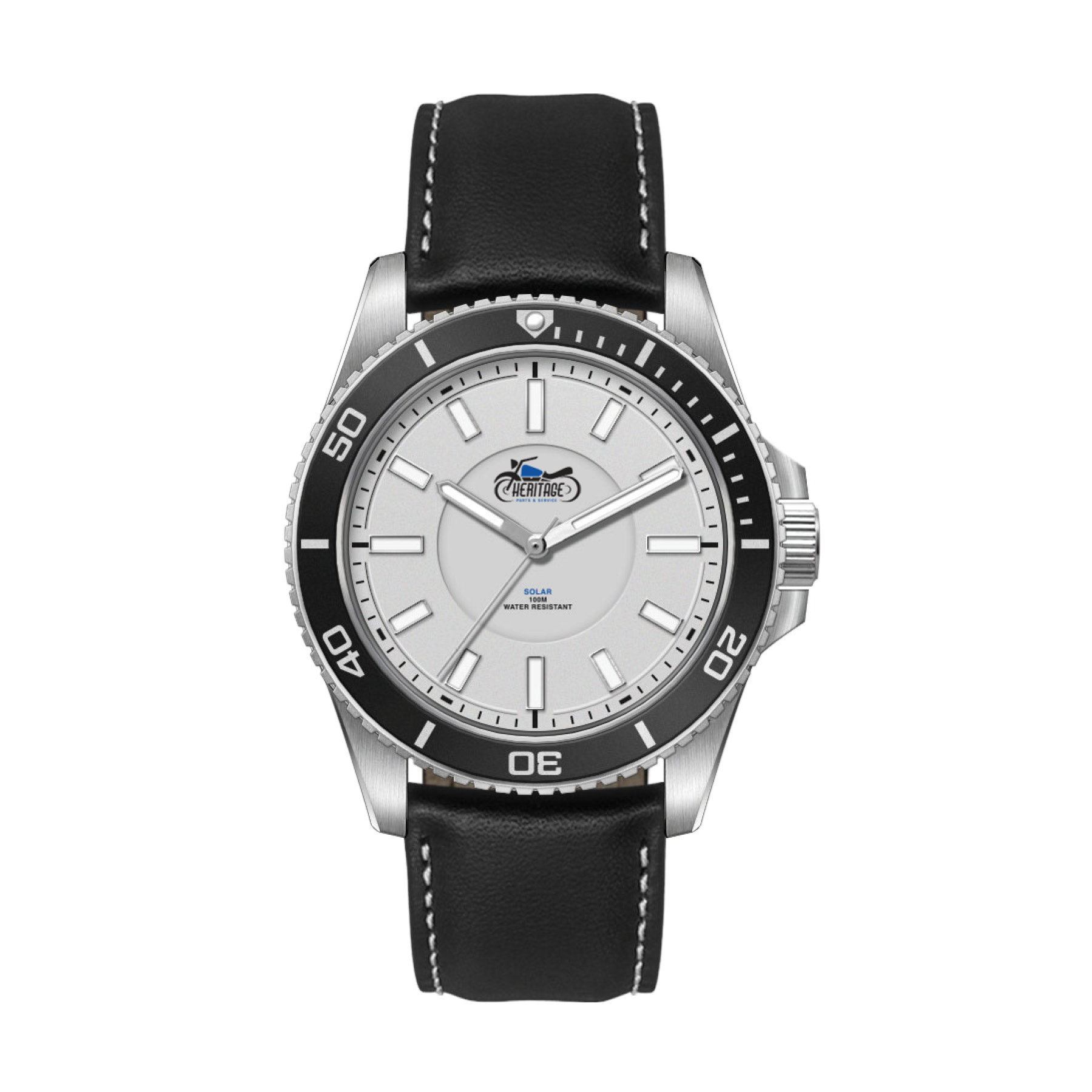 42.5MM, SS, SILVER CASE, BK BEZEL,  3-HAND "SOLAR" MVT