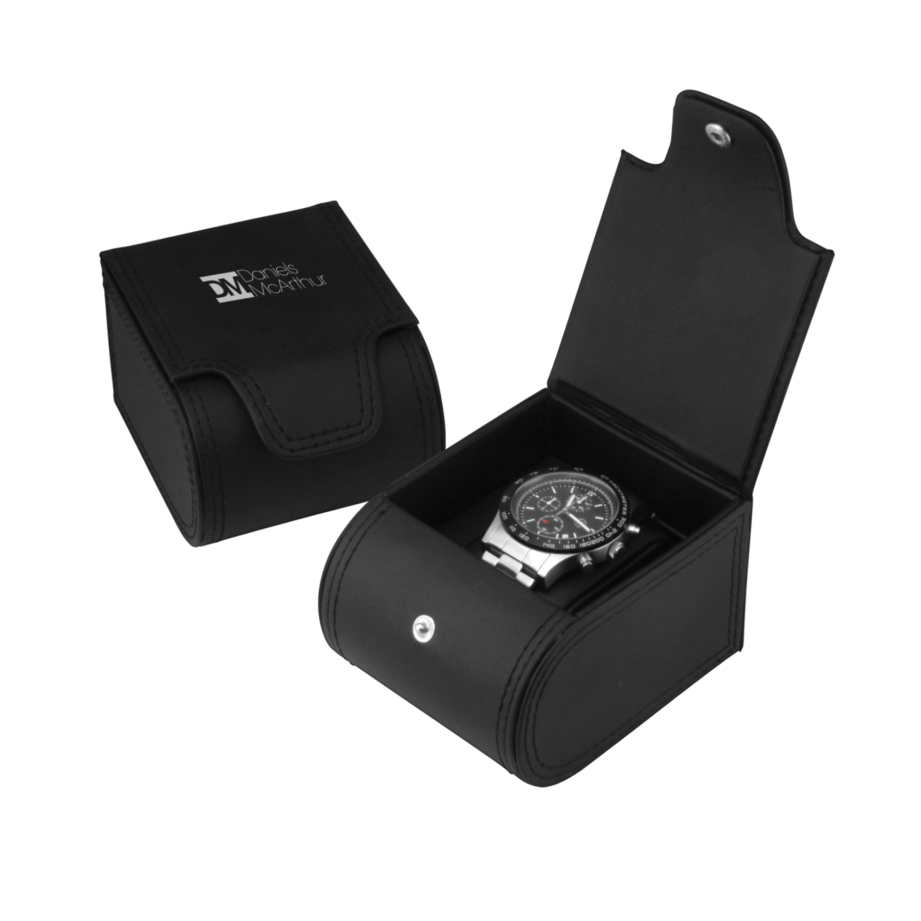 WCP27 - Black One Piece Gift Box Snap Button Watch Gift Box