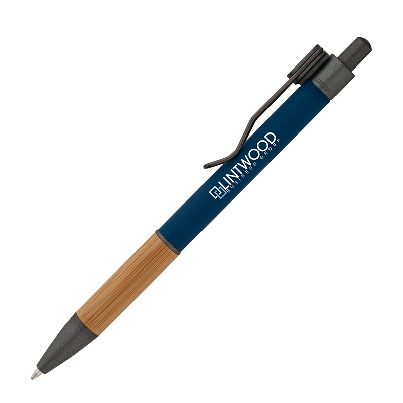 Manoa Ballpoint Pen w/ Bamboo Grip — Blue