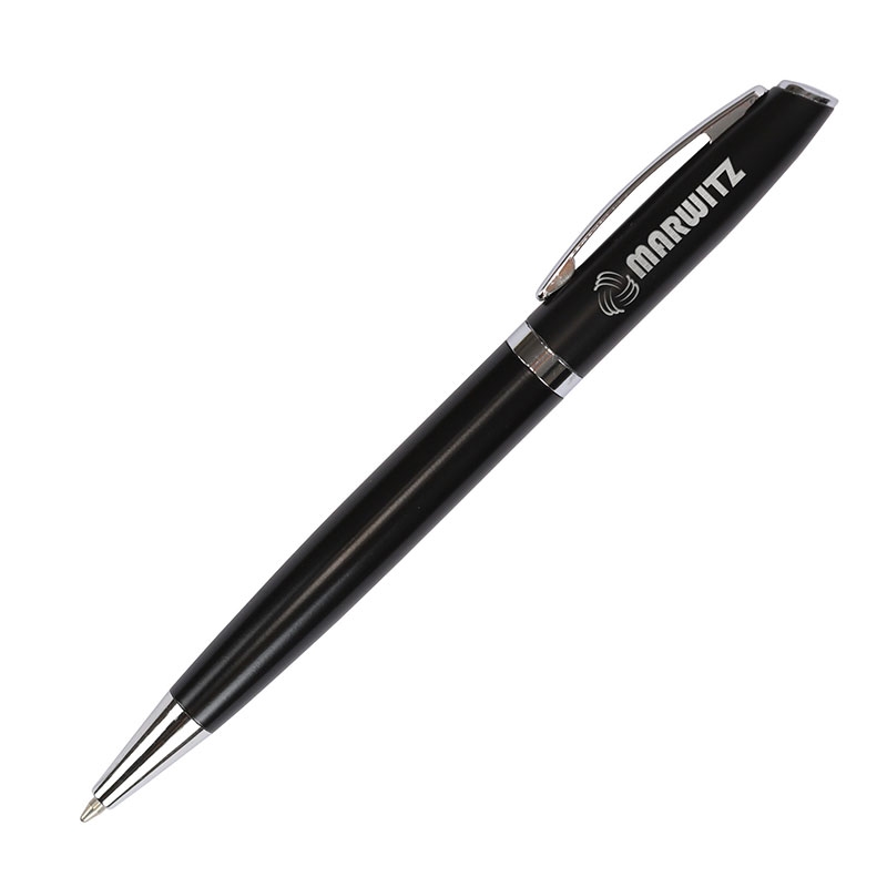 Dawson Recycled Aluminum Twist Action Ballpoint Pen — Black
