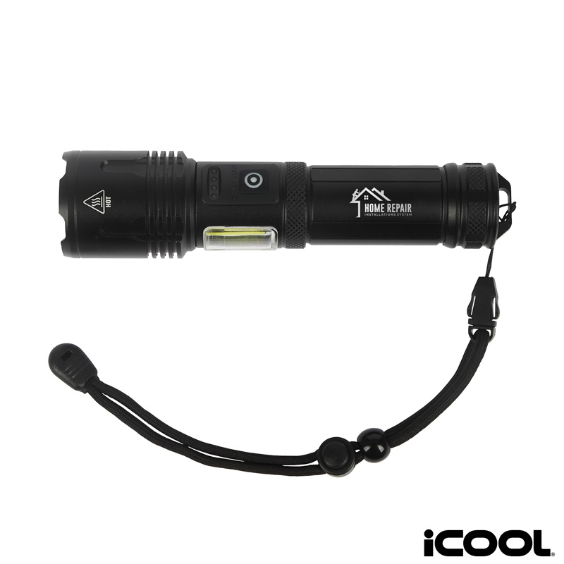 iCOOL Longmont Rechargeable 1000-Lumen Aluminum Tactical Flashlight — Black