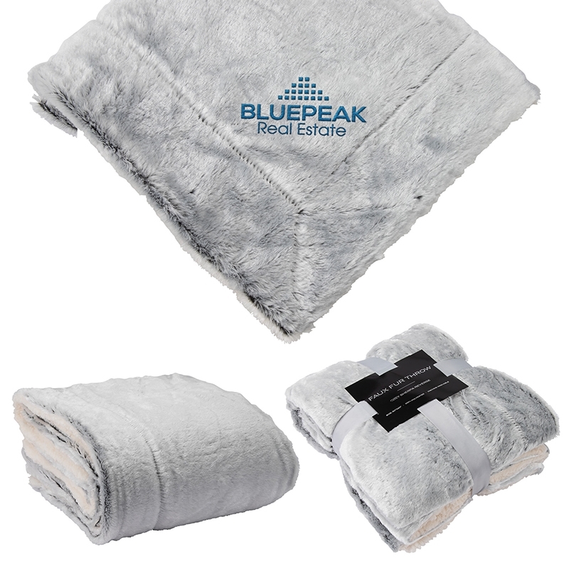 Charleston 50" x 60" Faux Fur Throw — Grey