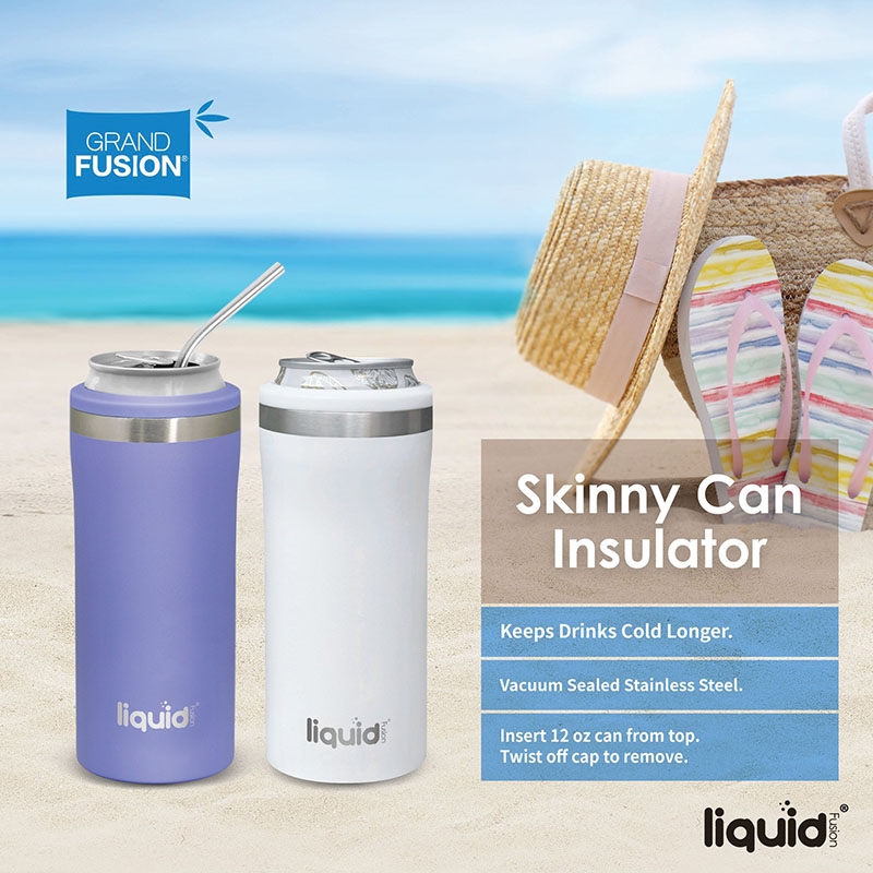 Liquid Fusion® 12 oz. Double Wall, Stainless Steel Skinny Can Cooler 30