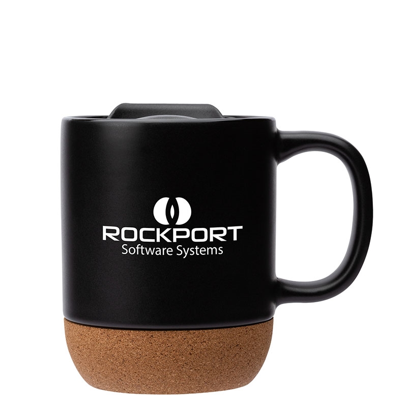Kenya 14 oz. Ceramic Mug With Cork Base — Black