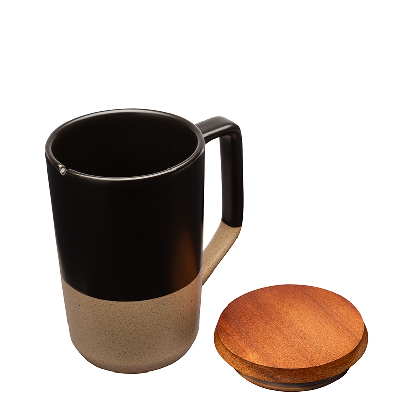 Mogiana 15 oz. Two-Tone Ceramic Mug w/ Wood Lid 23