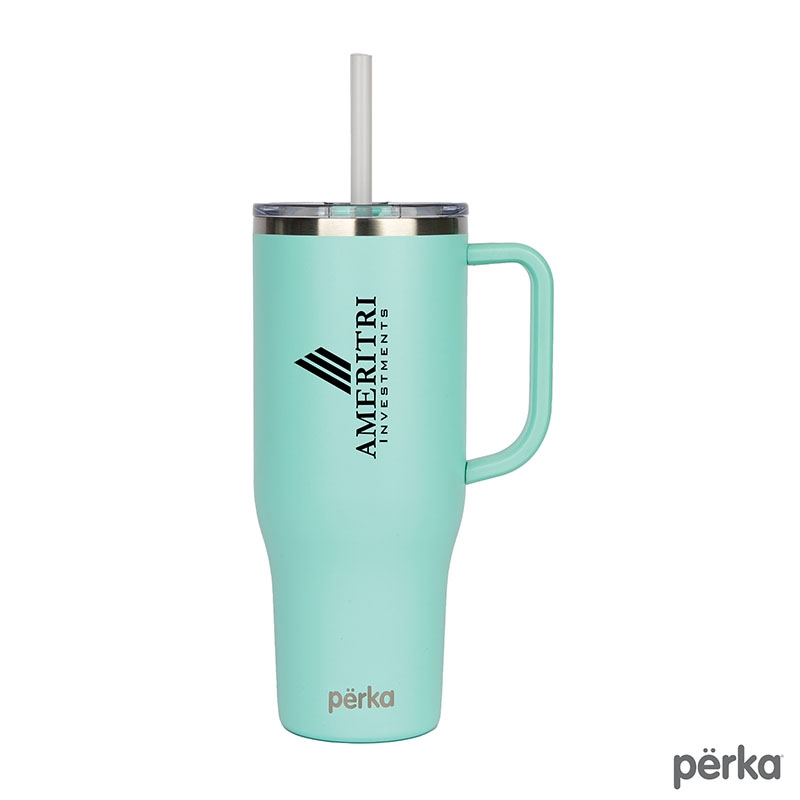 Perka® Kempton 40 oz. Double Wall, Stainless Steel Travel Mug — Aqua