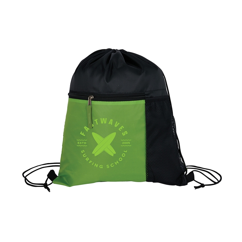 Manchester Recycled (RPET) Drawstring Bag With Zippered & Mesh Pockets 31