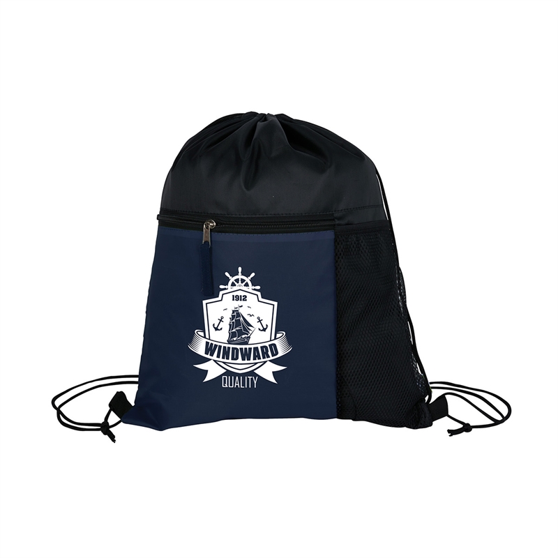 Manchester Recycled (RPET) Drawstring Bag With Zippered & Mesh Pockets 21