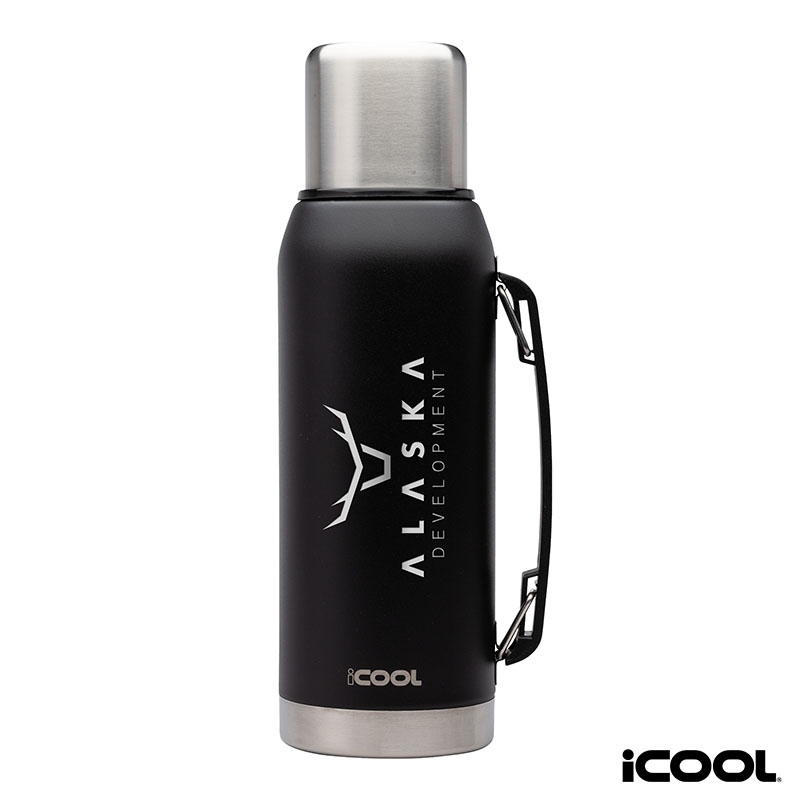 iCOOL® Silverton 34 oz. Double Wall, Stainless Steel Water Bottle — Black