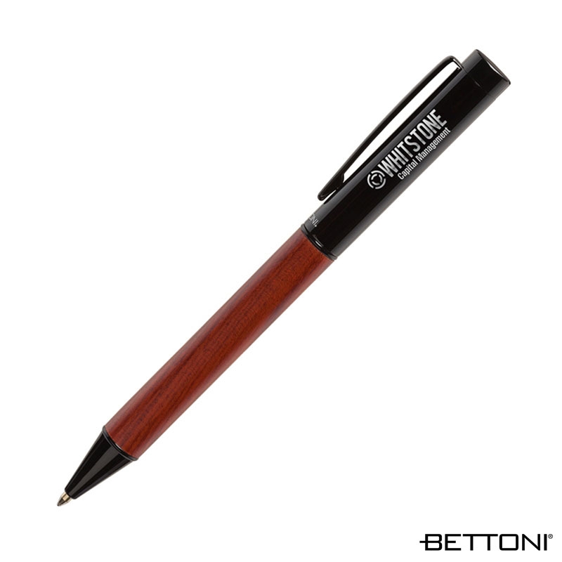 Bettoni® Alicante Ballpoint Pen w/ Wood Barrel — Black