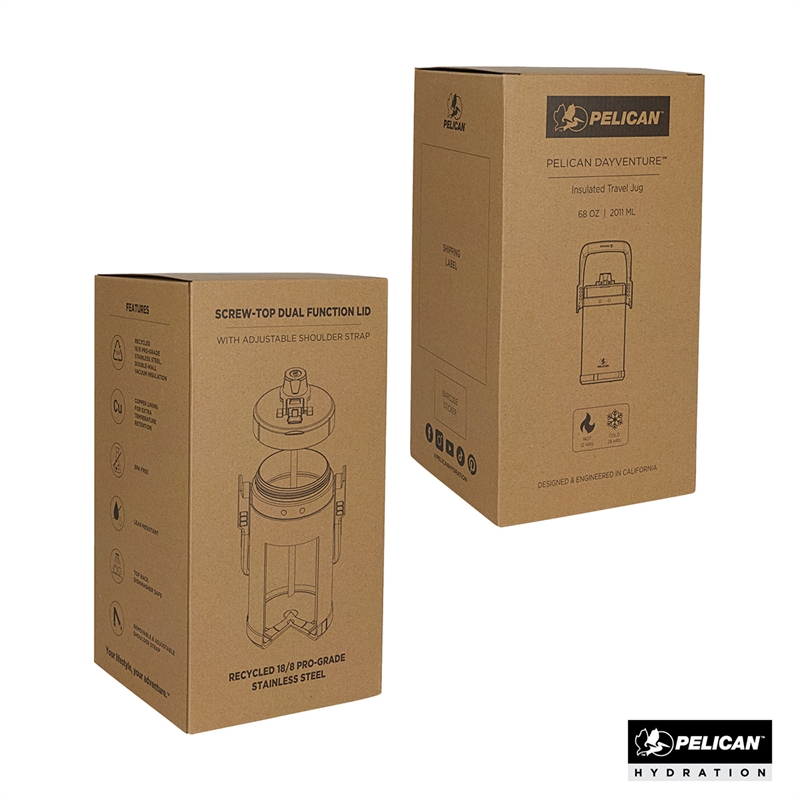 Pelican Dayventure™ 68 oz. / Half Gallon Recycled Double Wall Stainless Steel Travel Jug 38
