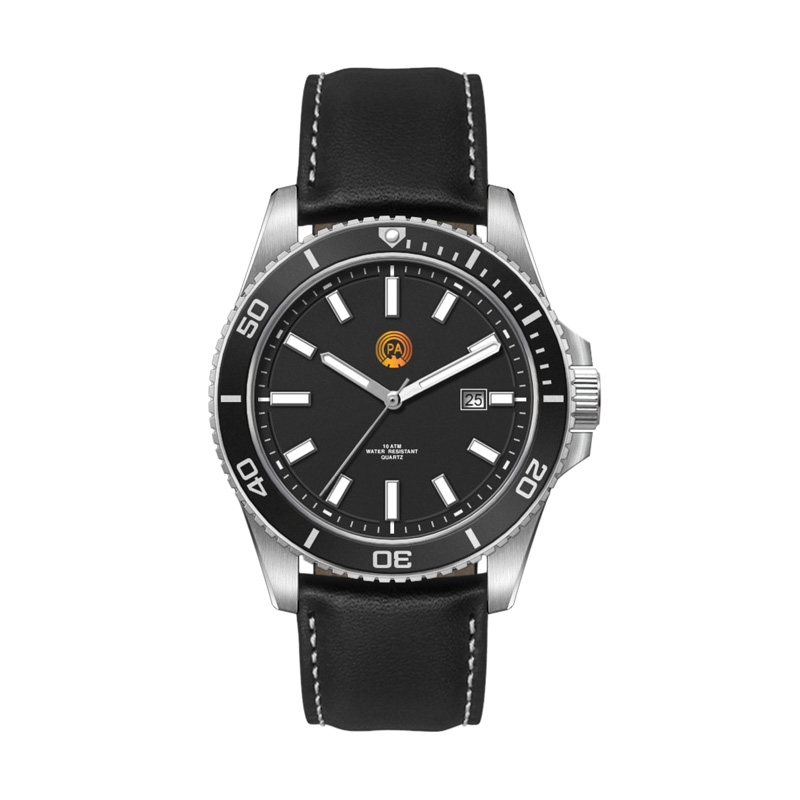 42.5MM, SS, SILVER CASE, BK BEZEL, 3-HAND MVT, DTE 5