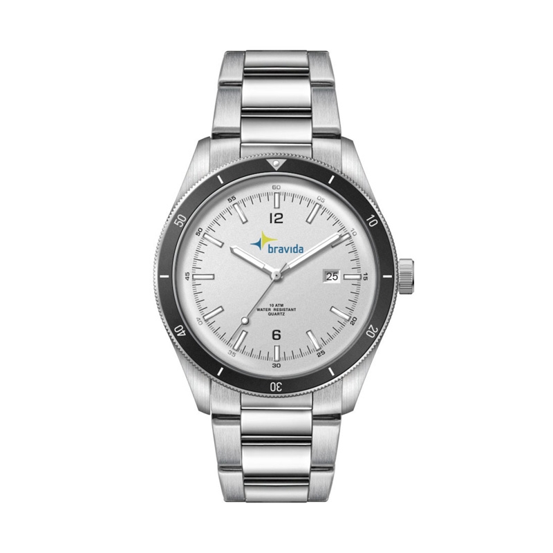 41MM, SS, SILVER CASE, BK BEZEL, 3-HAND MVT, DTE 6