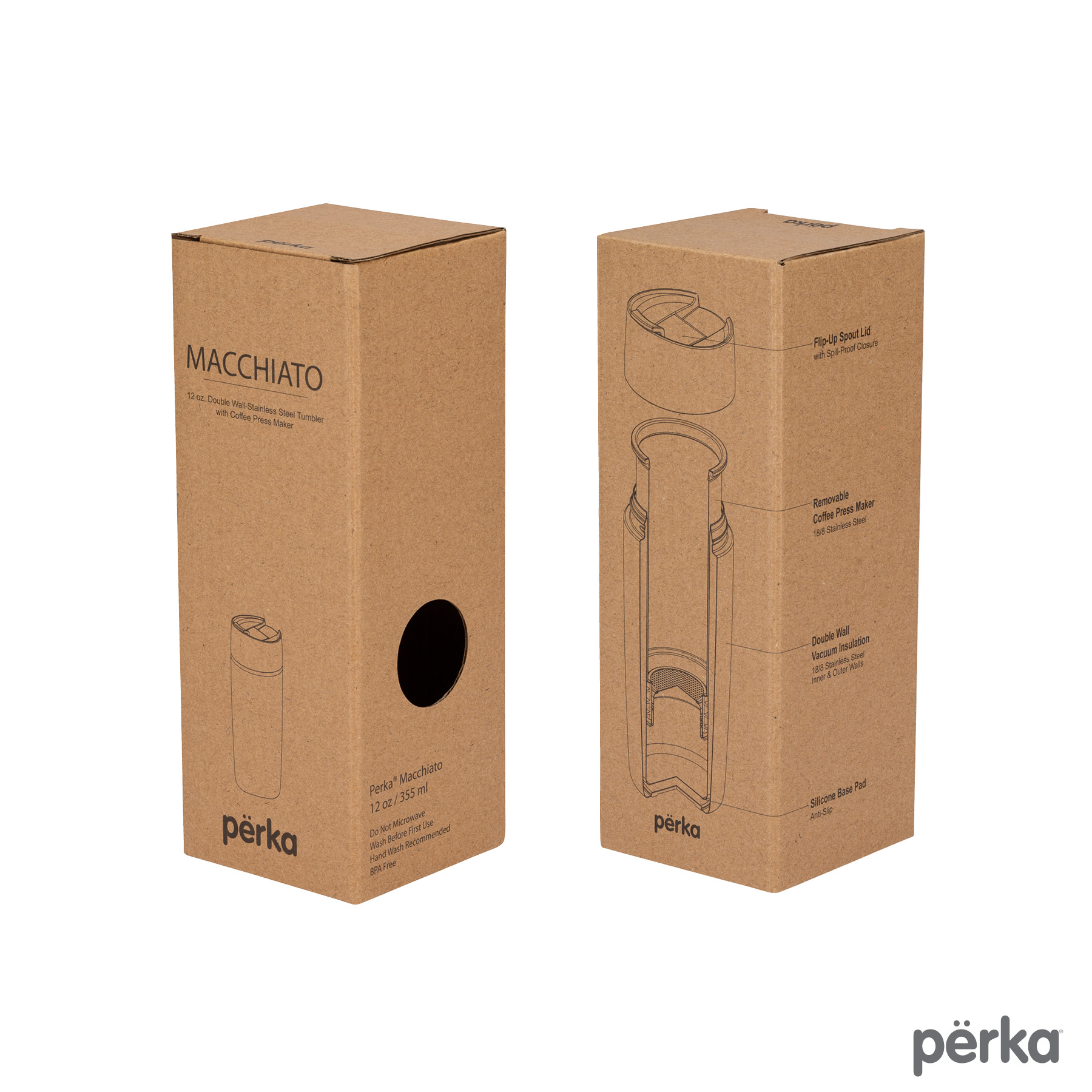 Perka® Macchiato 12 oz. Double Wall Coffee/Tea Press Tumbler 47