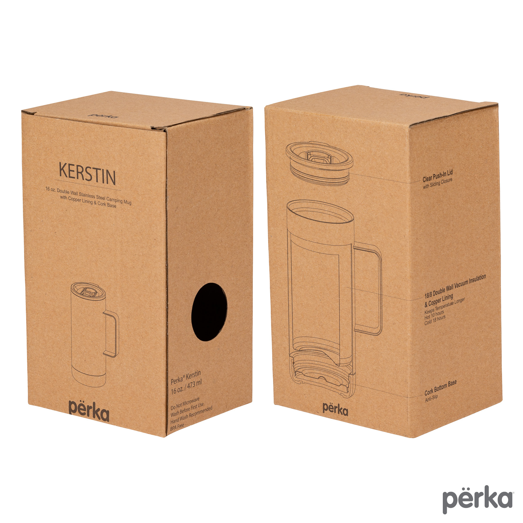 Perka® Kerstin 16 oz. 304 Double Wall Stainless Steel Mug 55