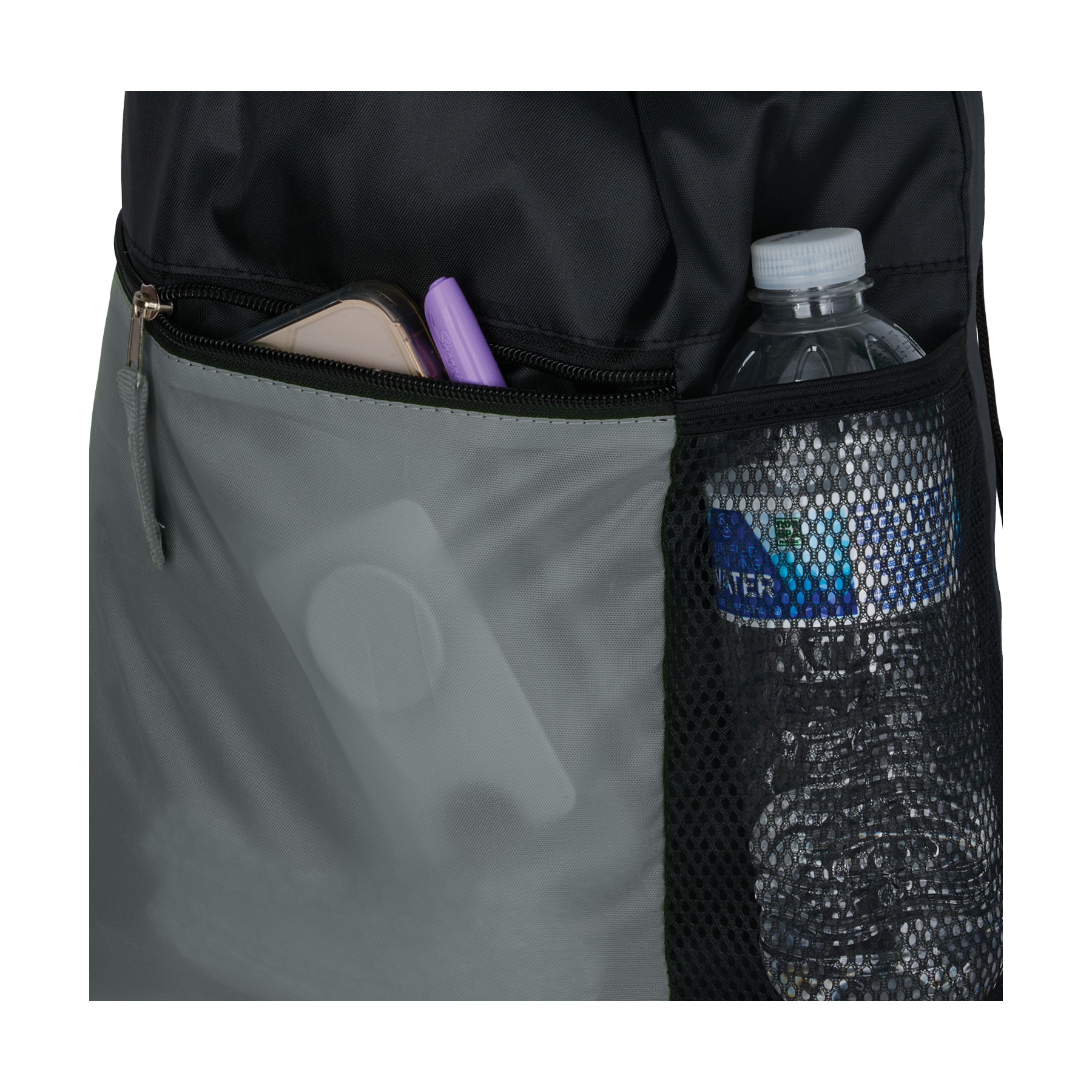 Manchester Recycled (RPET) Drawstring Bag With Zippered & Mesh Pockets 44
