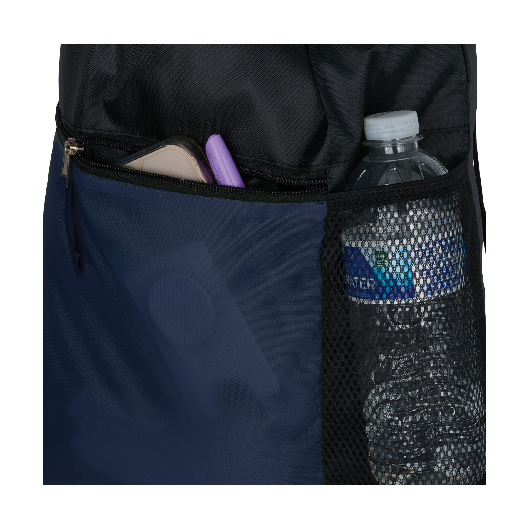 Manchester Recycled (RPET) Drawstring Bag With Zippered & Mesh Pockets 15