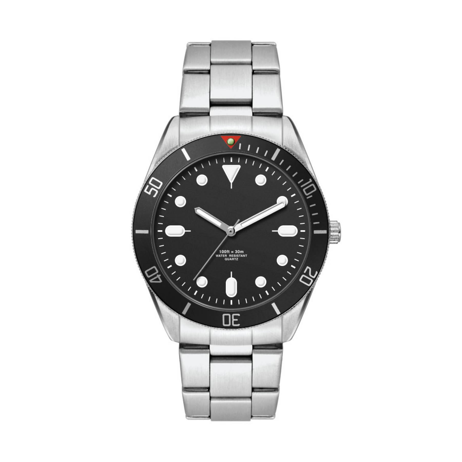 42MM, SILVER METAL CASE, BK BEZEL, 3-HAND MVT 5