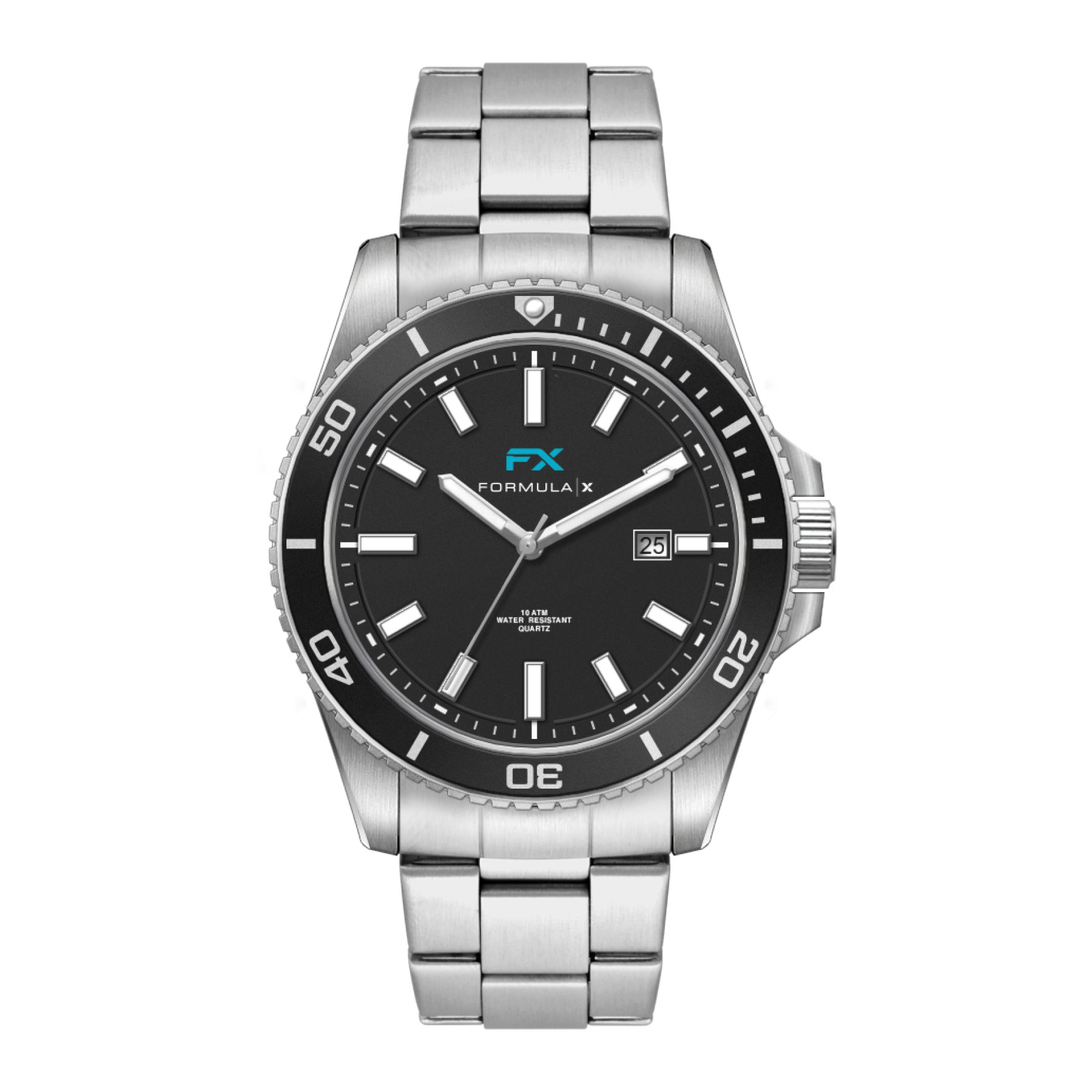 WC5264 42.5MM STEEL SILVER CASE, 3 HAND MVMT, BLACK DIAL, DTE DISPLAY, BK ROTATING BEZEL, SILVER BRACELET, 4