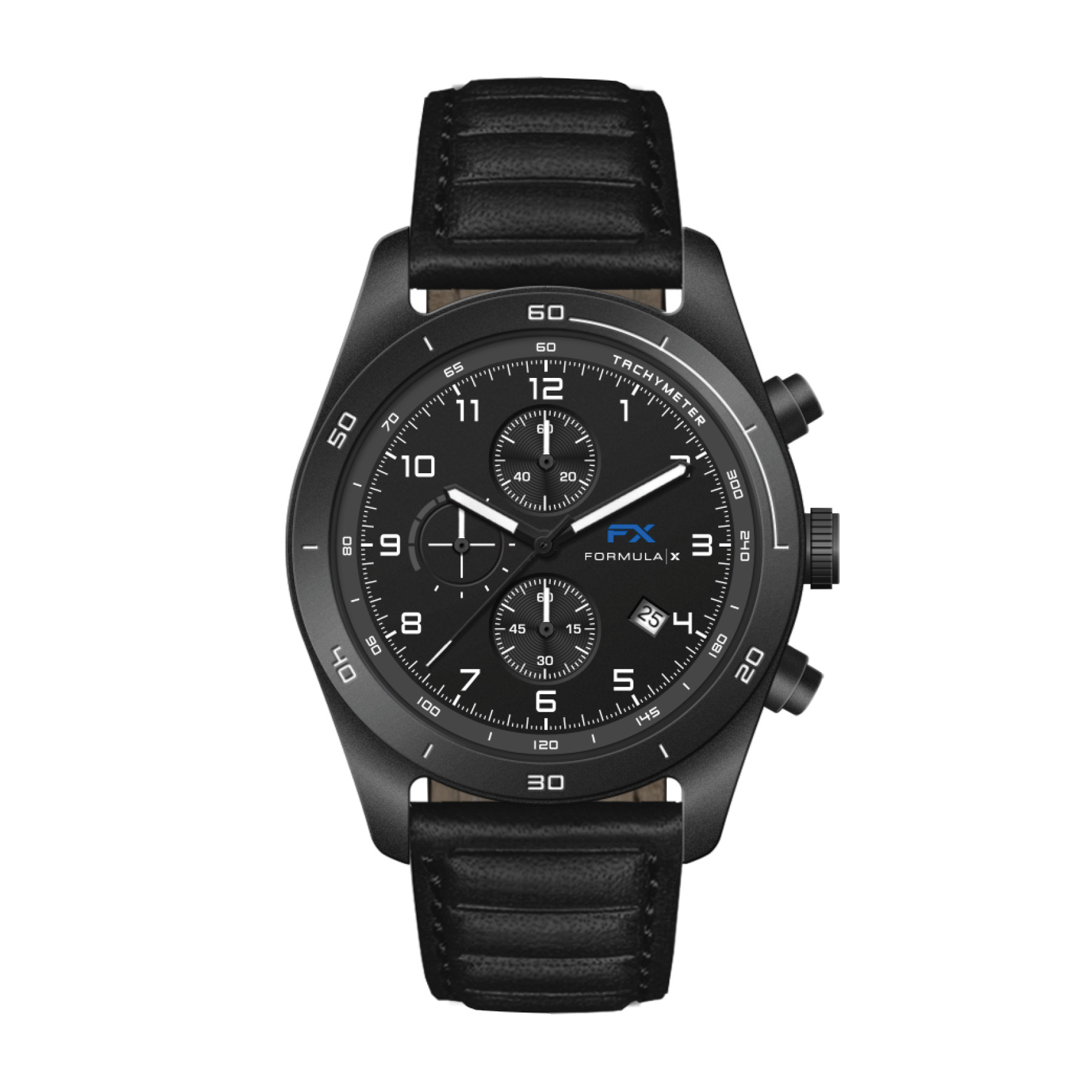 WC6508 42MM STEEL BLACK CASE, CHRONOGRAPH MVMT, BLACK DIAL, DTE DISPLAY, LEATHER STRAP, FLAT MINERAL CRYSTA 4