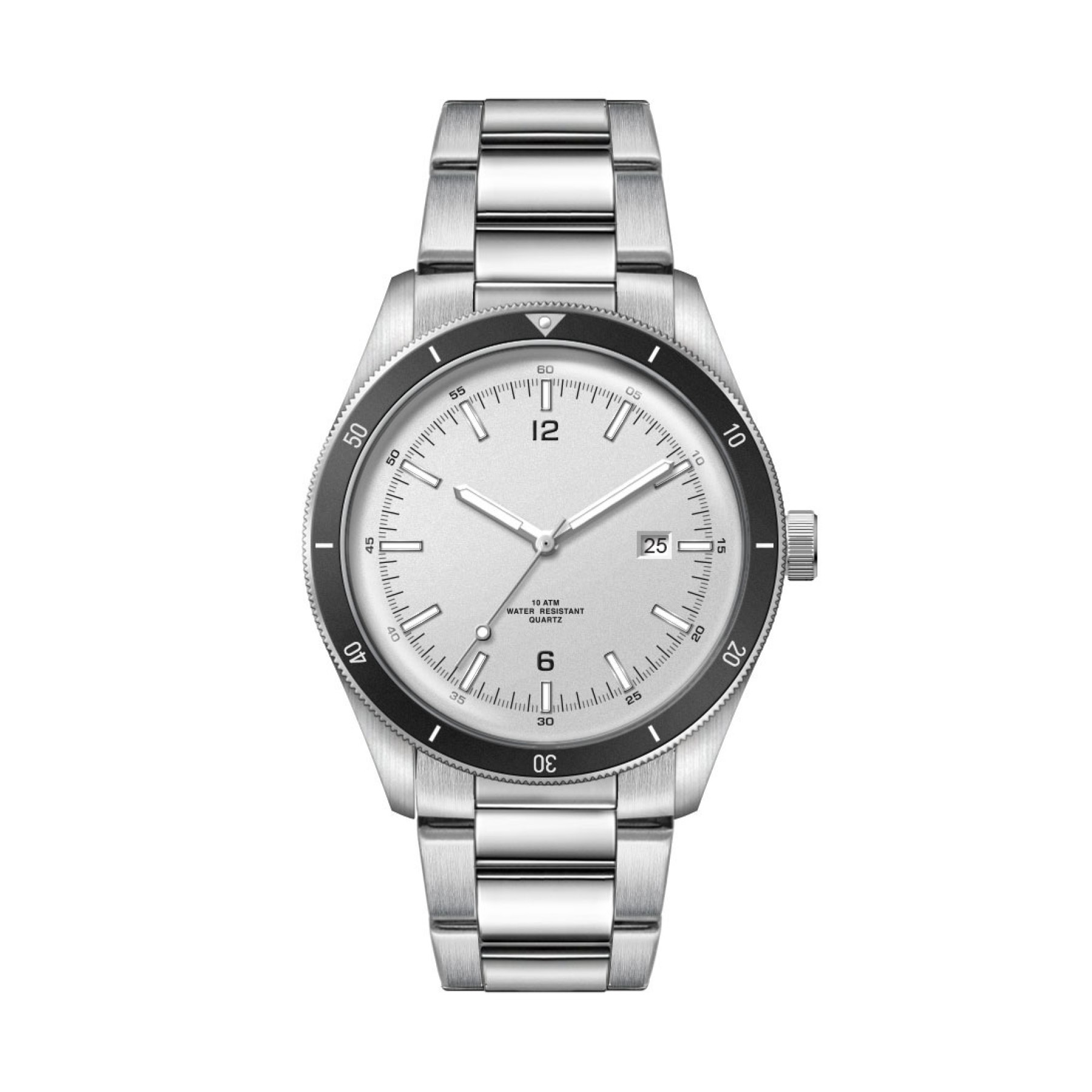 41MM, SS, SILVER CASE, BK BEZEL, 3-HAND MVT, DTE 7