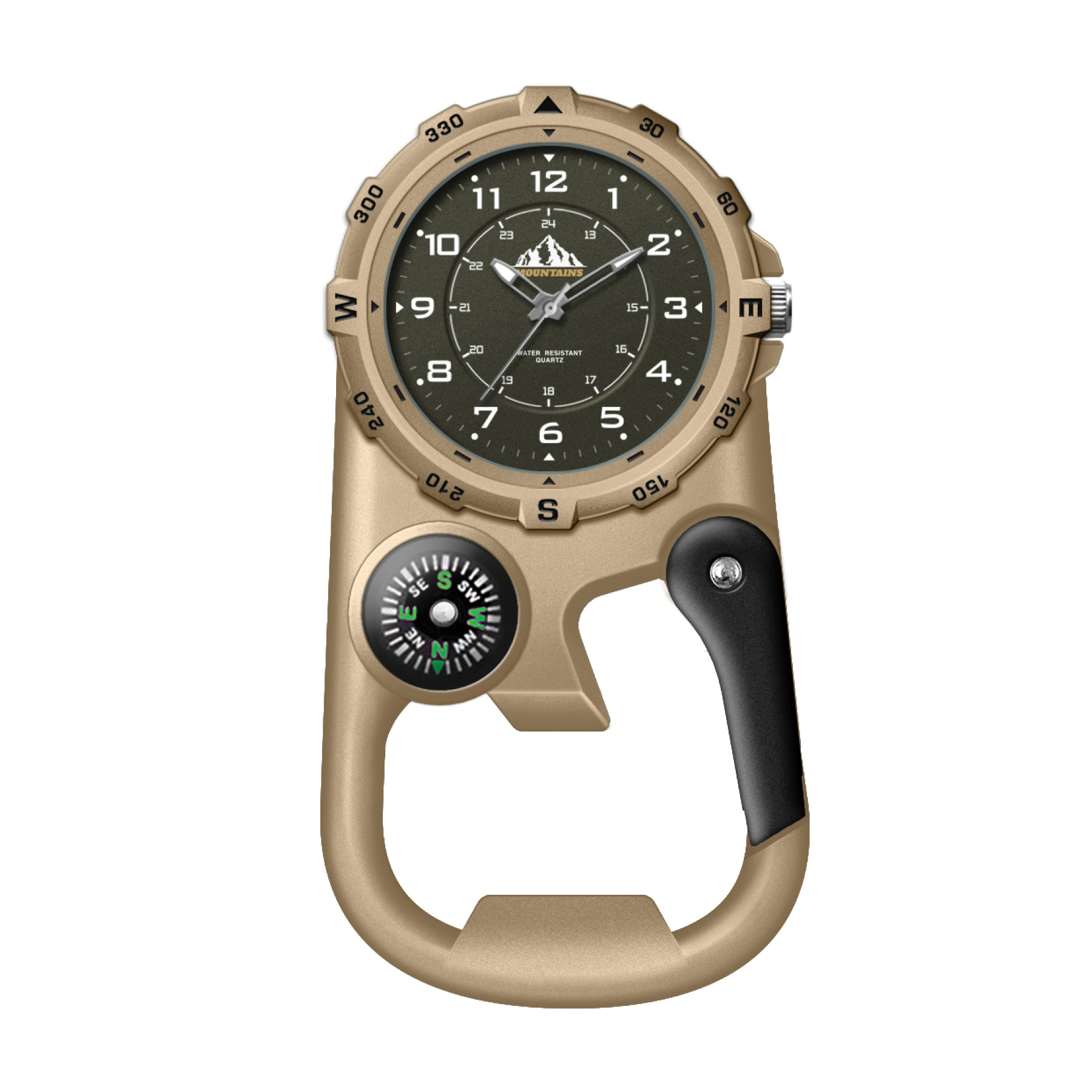 WC8229 41MM METAL COPPER POCKET WATCH, 3 HAND MVMT, BLACK DIAL, COMPASS, CARABINER 4