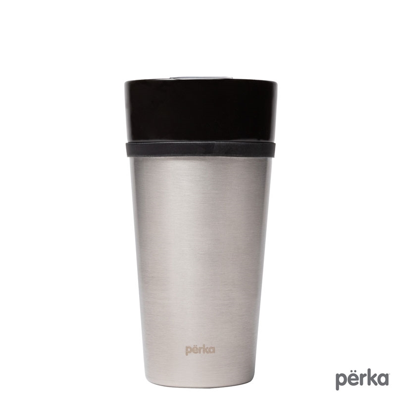 Perka® Linden 14 oz. Double Wall Ceramic Tumbler w/  Stainless Steel Outer