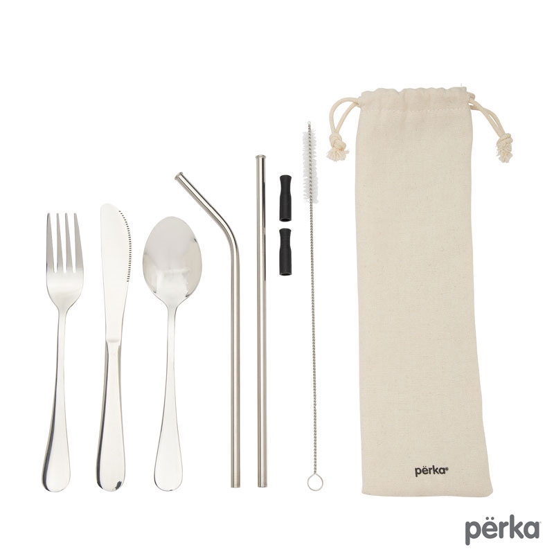 Perka® Castellana 6-Piece  Steel Straw & Utensil Set