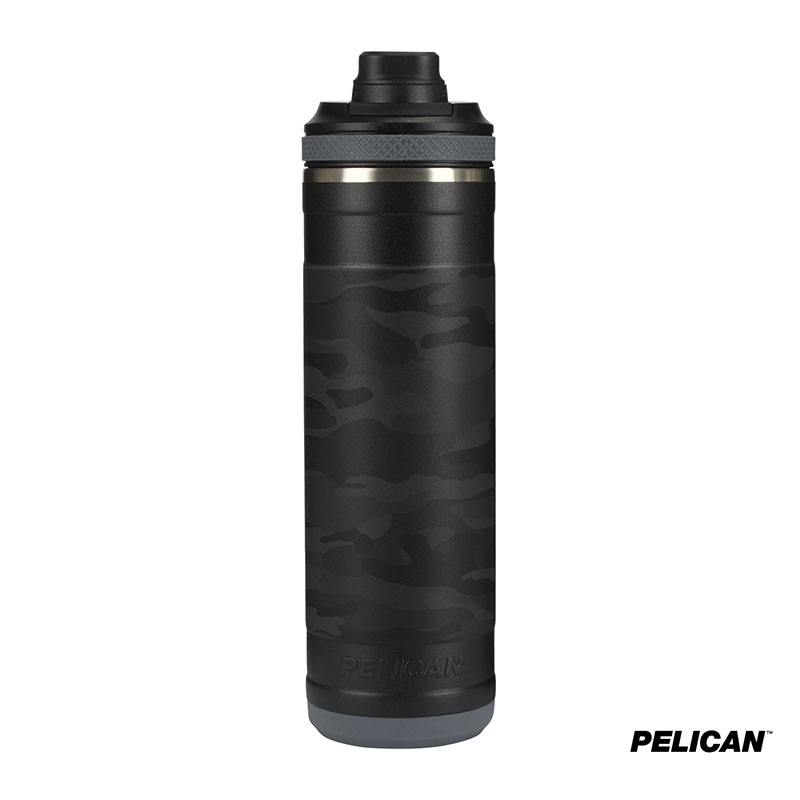 Pelican Pacific™ Chug 26 oz. Recycled Double Wall Stainless Steel Black Camo Water Bottle